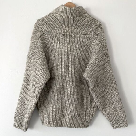 Eddie Bauer Mens sz M Wool Blend Shawl Collar Cable Knit Sweater Gray Fisherman - Picture 2 of 7